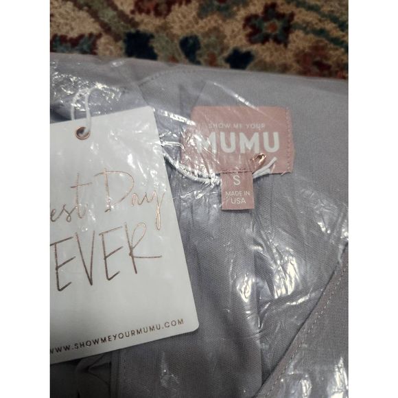 Show Me Your Mumu Emily Empire Maxi Dress in Dove Grey Chiffon. Size S B 26 - Picture 9 of 9